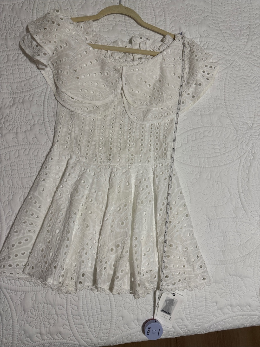 White Eyelet Ruffle Dress - Picture 3 of 4